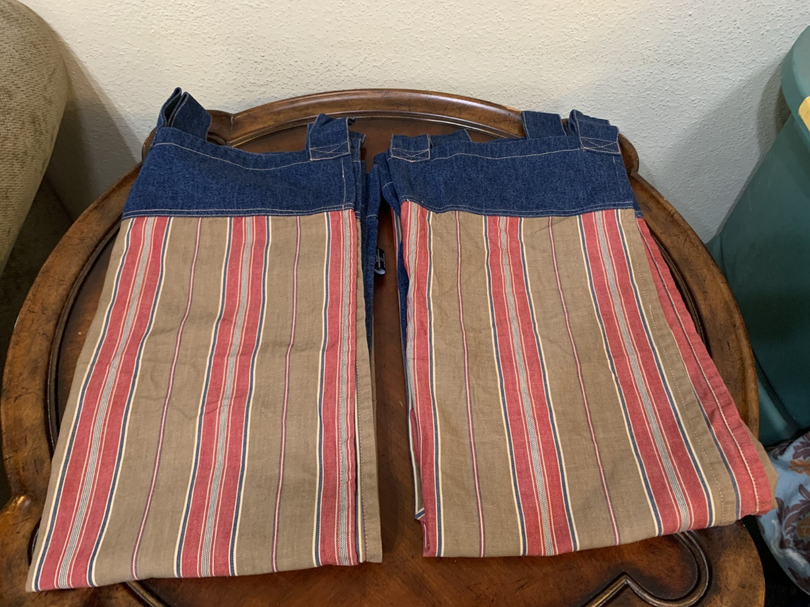 Nautica Seaward Denim Stripe Tab Curtain Panels 84 x 42″ Cotton Set of 2
