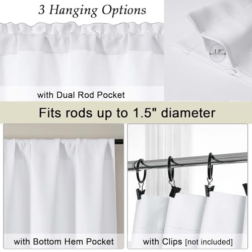 Cafe Curtains Tier 36 Inch Length 2 Panels 30″W x 36″L (Pack of 2) Pure White