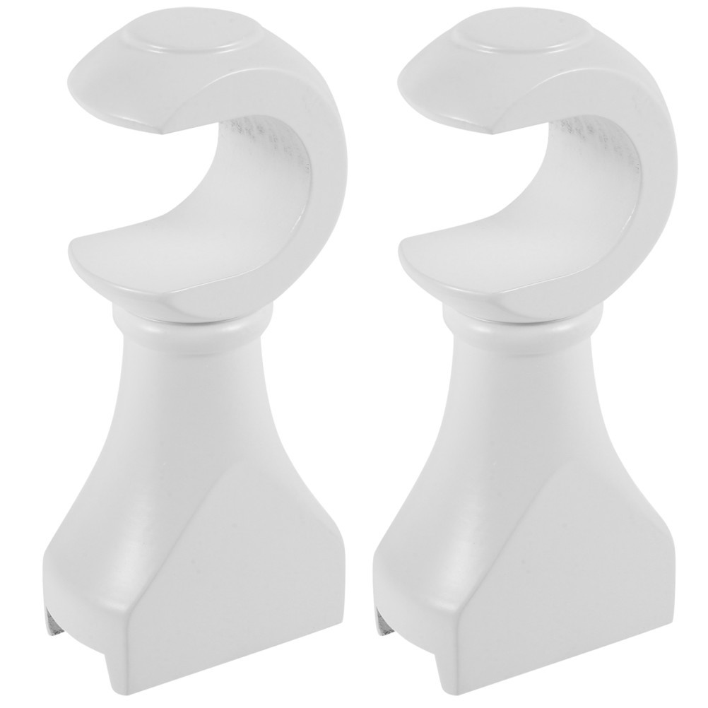 2Pcs White Wooden Curtain Rod Brackets Easy Install Multi Scene Use for Home
