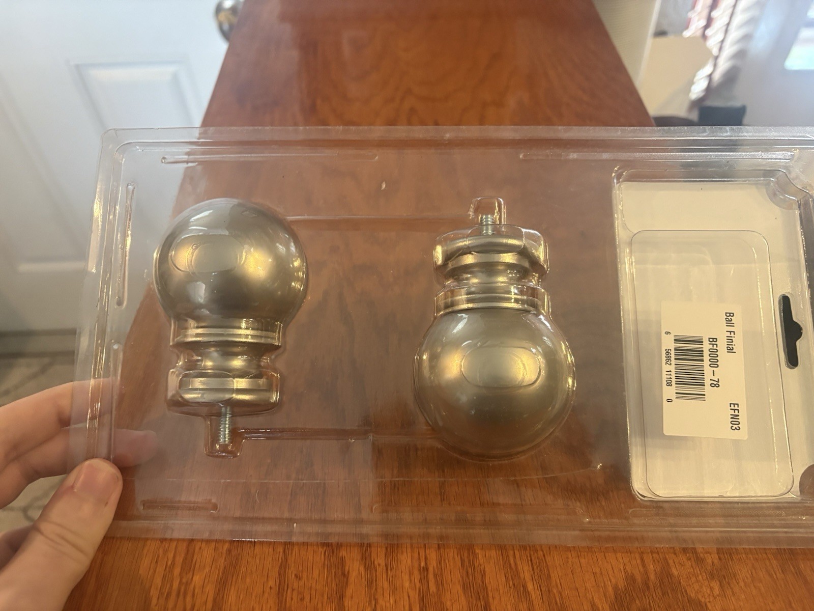 Phase II Decorative Ball Finials Pair Set of 2 Silver Metal Screw-On 1 1/4in