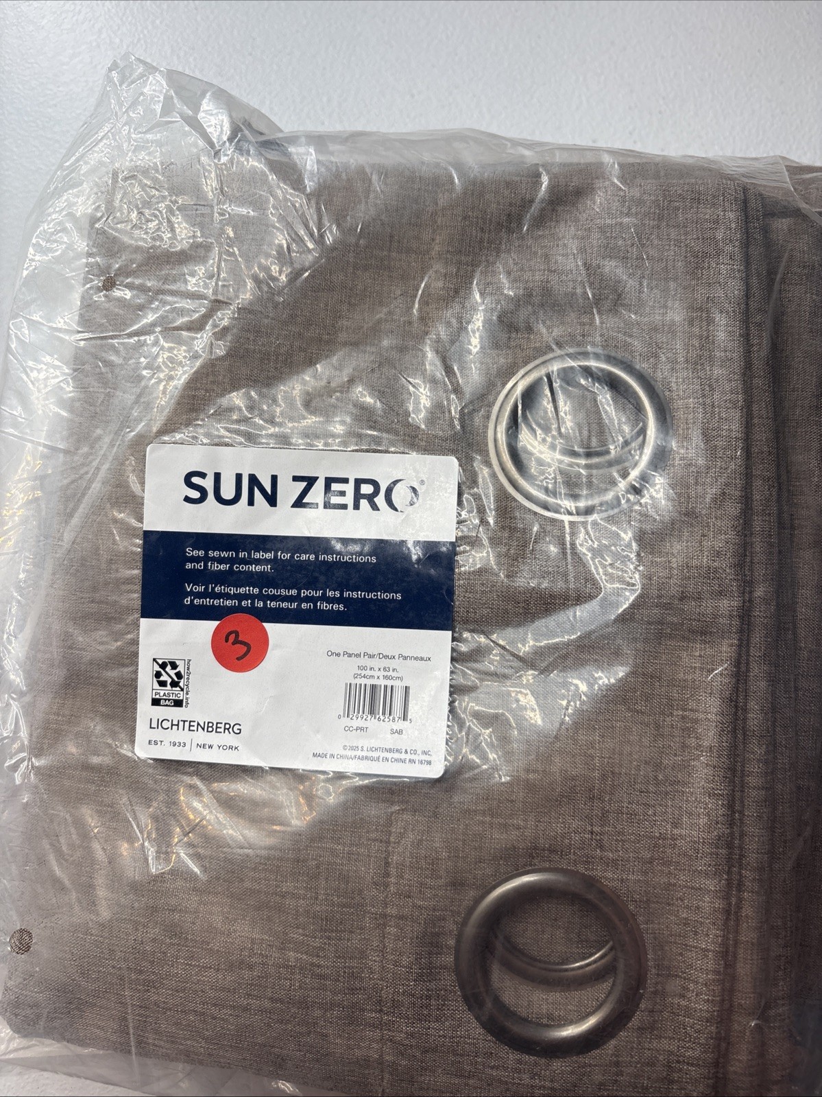 Sunzero Lichtenberg Curtain Panel Pair 100” x 63” Brown CC-PRT SAB