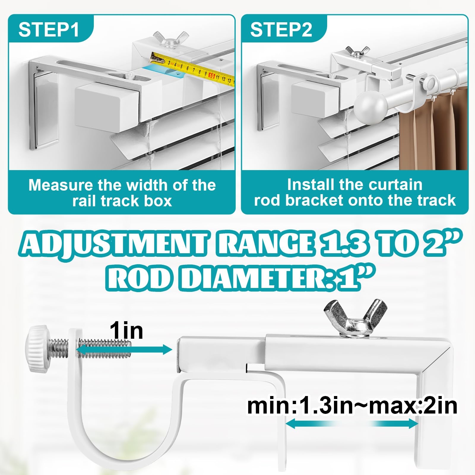 2 Pack Adjustable Curtain Rod Bracket Attachment for Outside Mounted Blinds,F…
