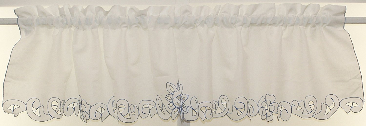 MANY SIZES Litchfield Curtain Scrolling Cutwork Flowers and Leaves Detailed