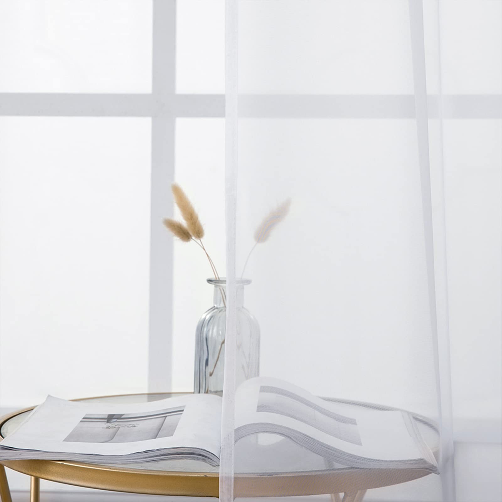 Window Valance Half Sheer Curtains Rod Pocket 60″W x 18″L (Pack of 1) White