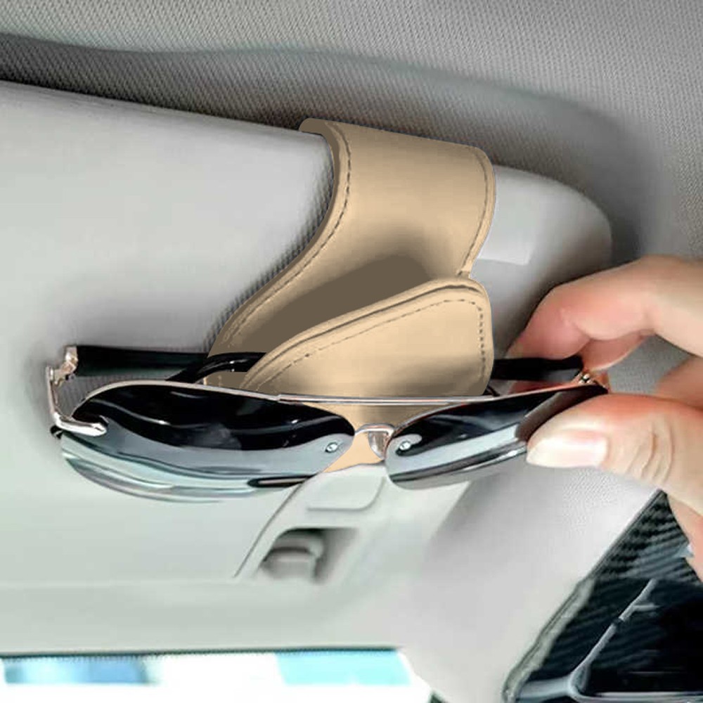 Chrysler Beige Leather Magnetic Sunglass Holder Sun Visor Clip