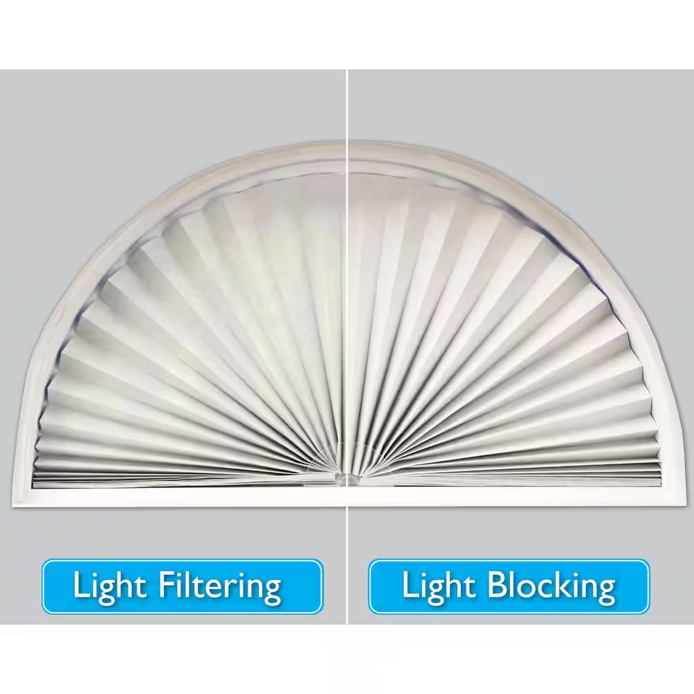 No Tools Original Arch Light Filtering Pleated Fabric Shade Natural Beige, 72 In