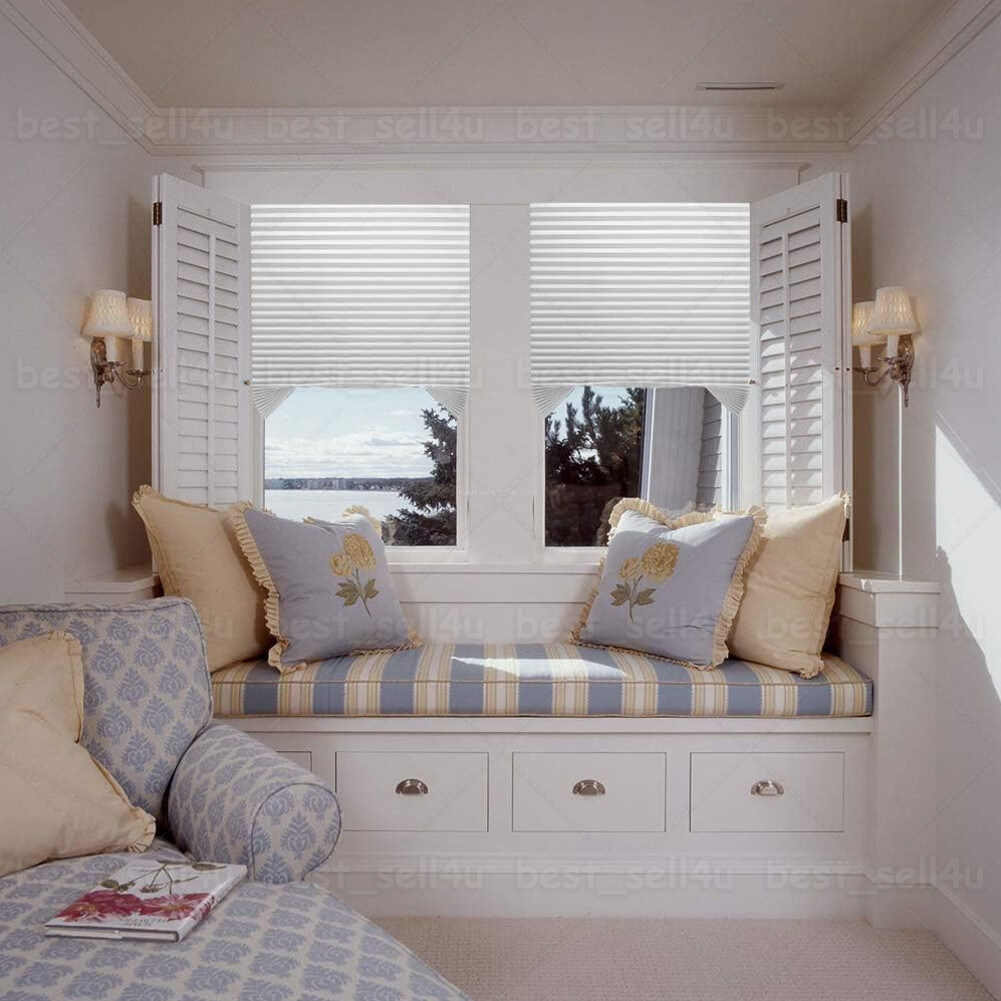 Temporary Window Blinds Cordless Self Adhesive Stick on Pleated Paper Blinds