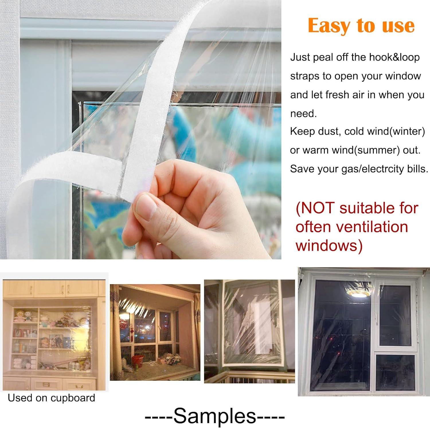 Adjustable Window Insulation Kit 47Inx63In(120X160Cm) for Winter Keep Cold Out,C