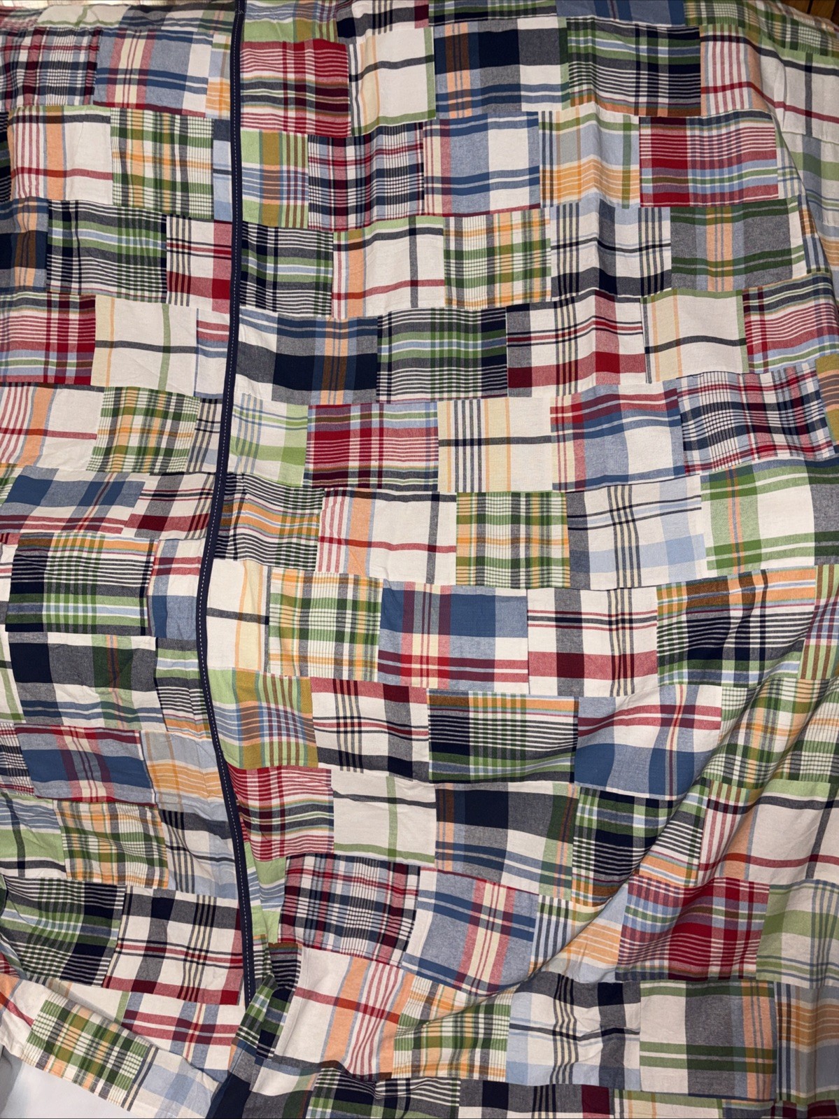 Pair POTTERY BARN KIDS MADRAS Plaid Patchwork Cotten Blackout CURTAINS 44×84 (2)