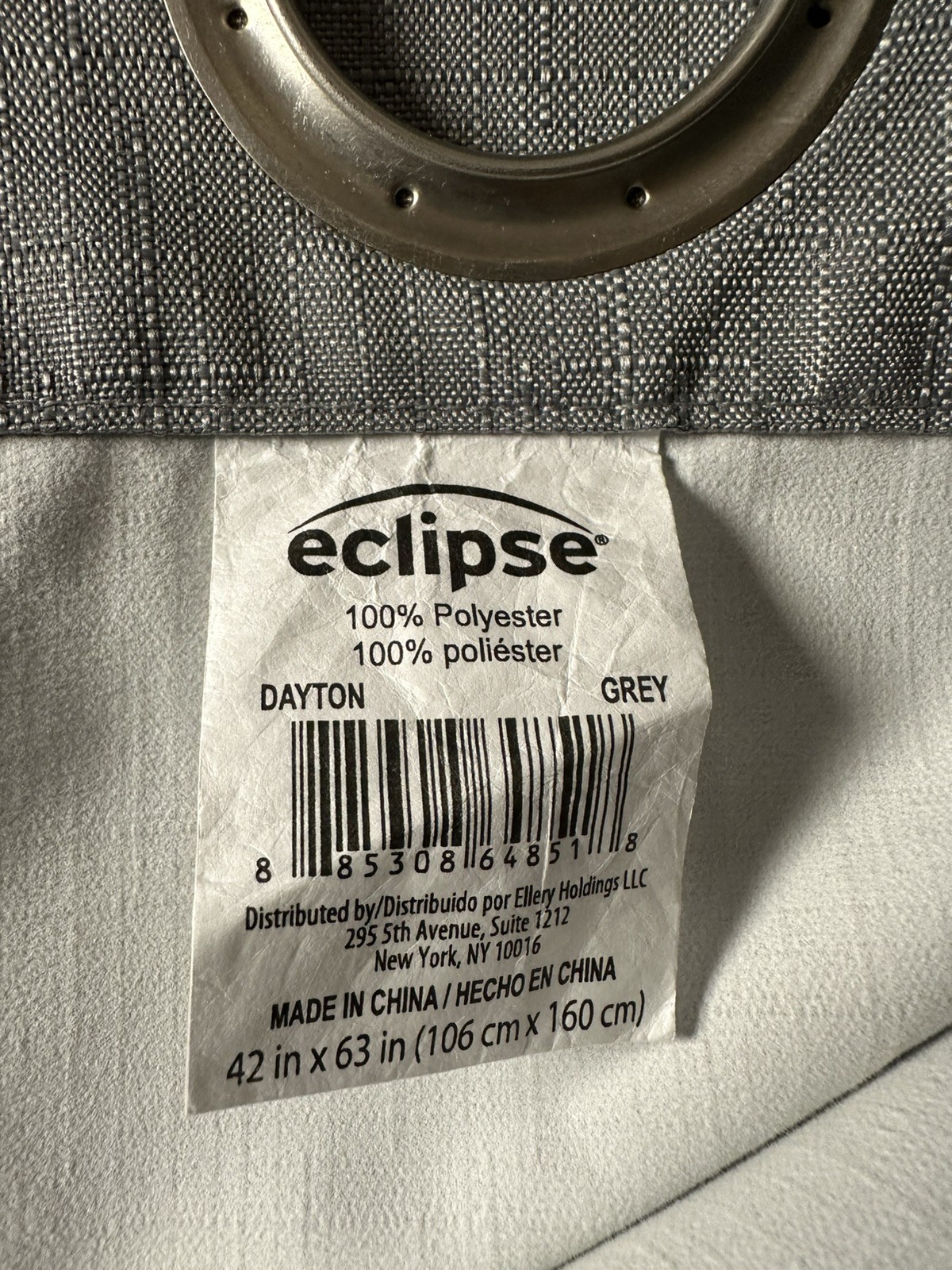 Eclipse Dayton Grey Blackout Curtain Panels 42” x 63” Set of 2 Thermal Grommet
