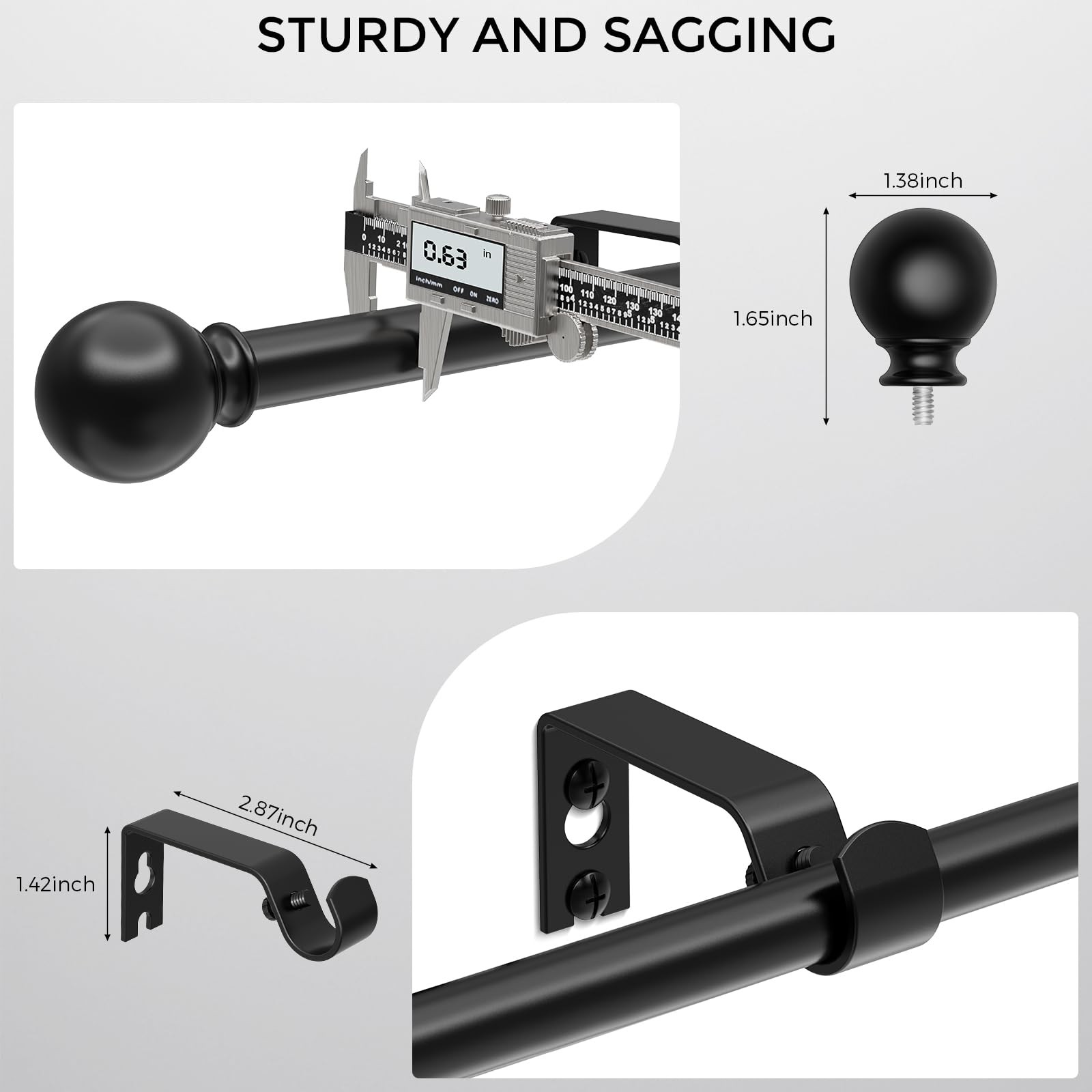 Curtain Rod for Windows 1845 Inch, Black 5/8 Inch Small Window Treatment Rods…