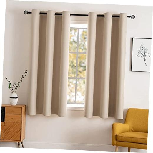 Room Darkening Curtains Thermal Insulated Drapes 42″W x 63″L (Pack of 2) Beige