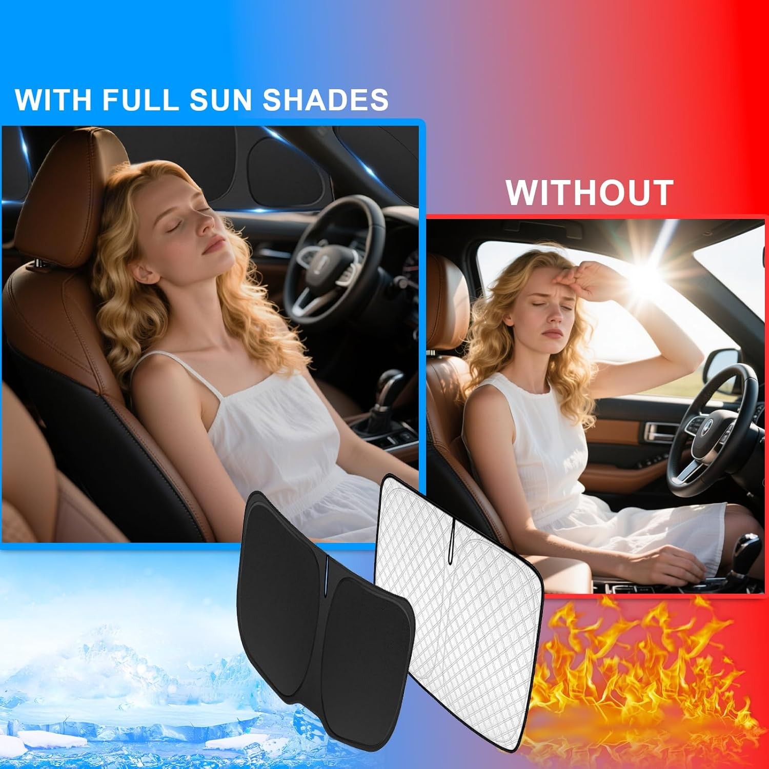 KMF 8pcs Thicken Full Window Sun Shades for Tesla Model Y 2020-2024