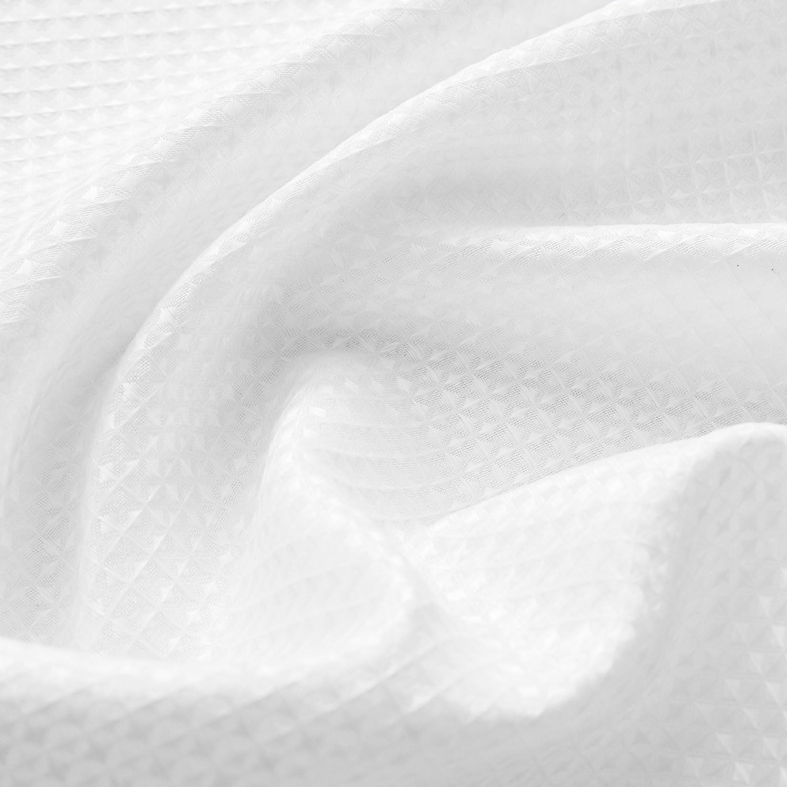 White Waffle Bathroom Window Curtains, Water Repellent Rod Pocket Kitchen Dra…