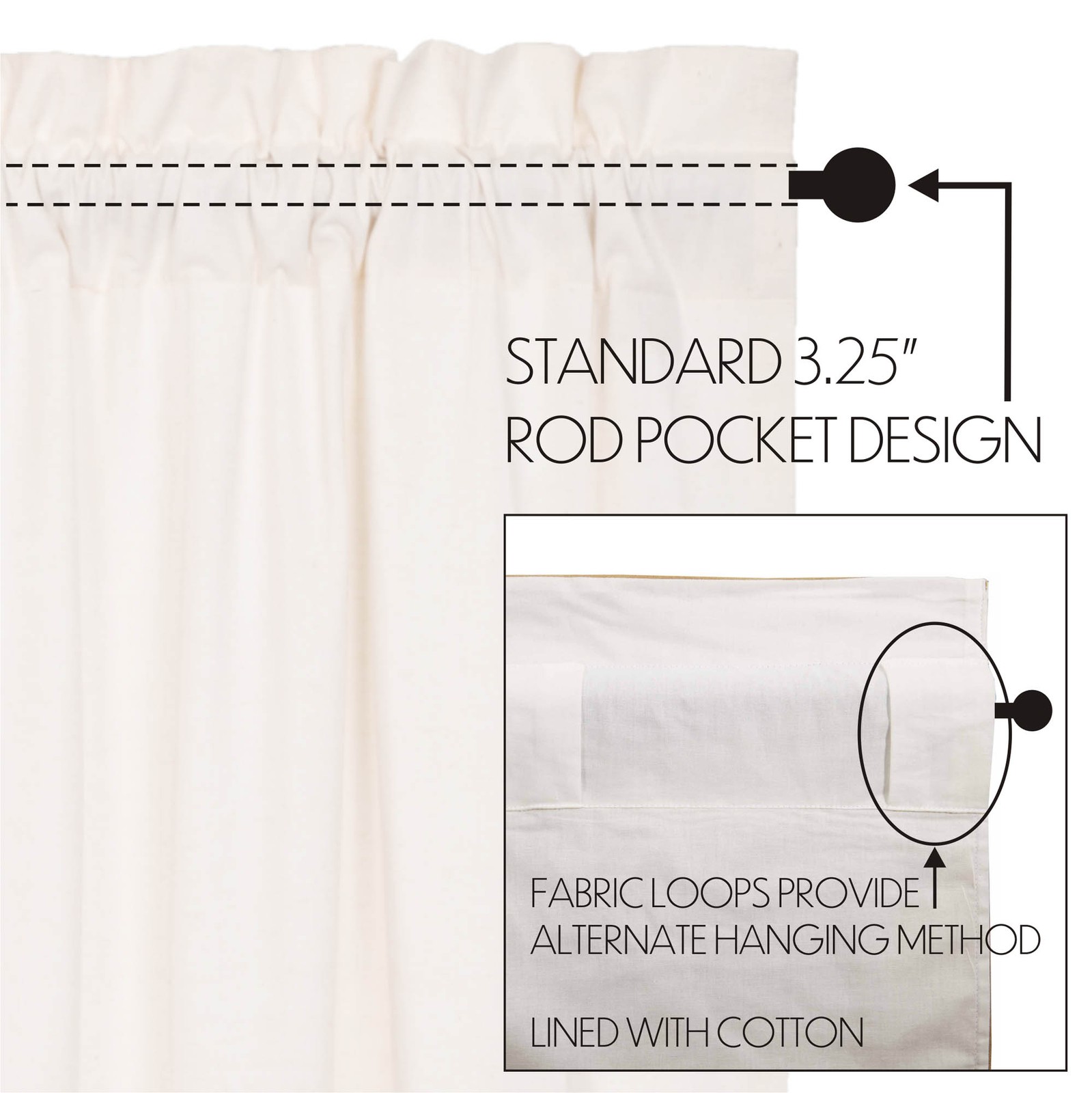Farmhouse 24″x36″ Tier Pair Creme Rod Pocket Kitchen Window Curtains VHC Brands