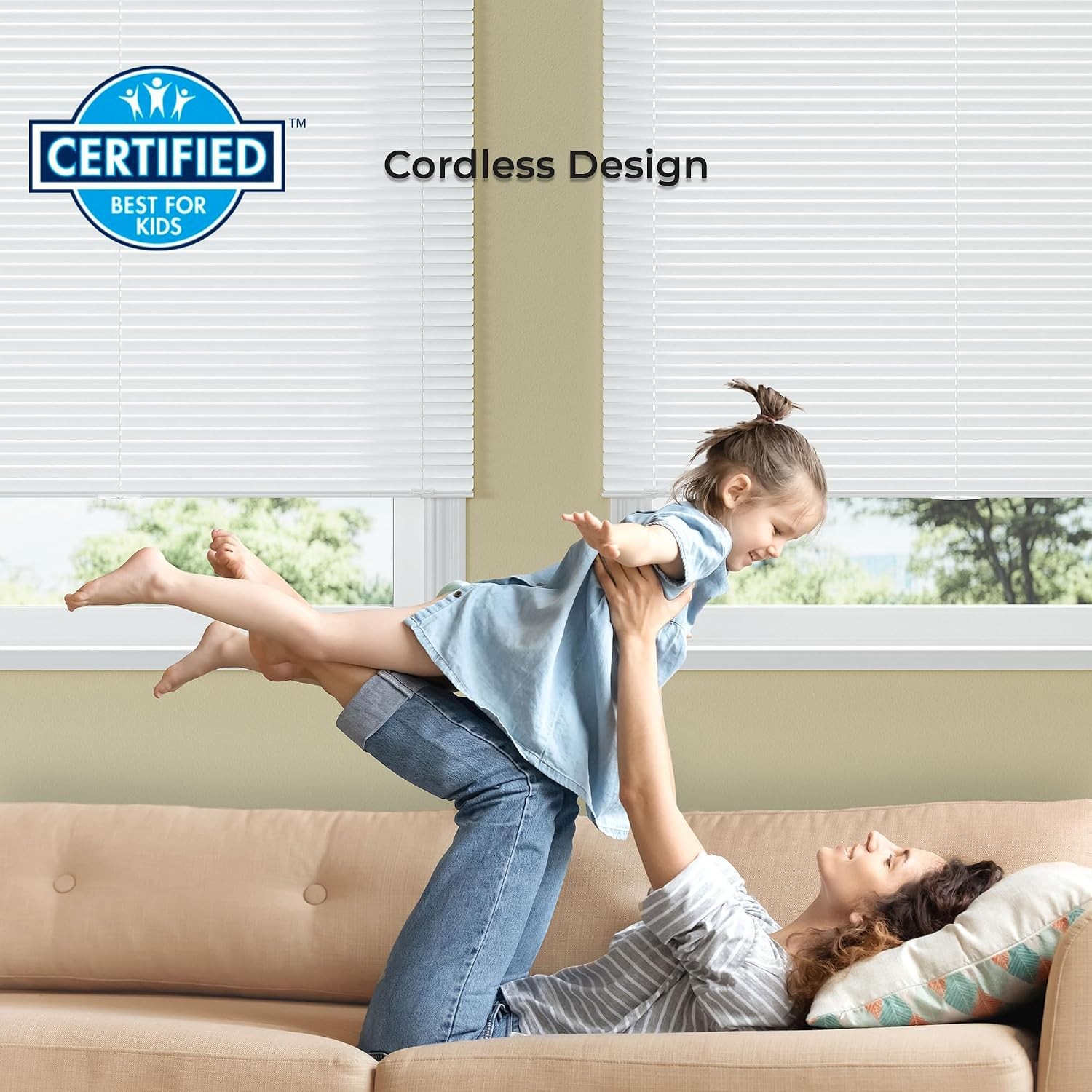 Cordless Aluminum Mini Blind – 71.5″ W x 60″ L – White, Premium Duty 1″ Metal