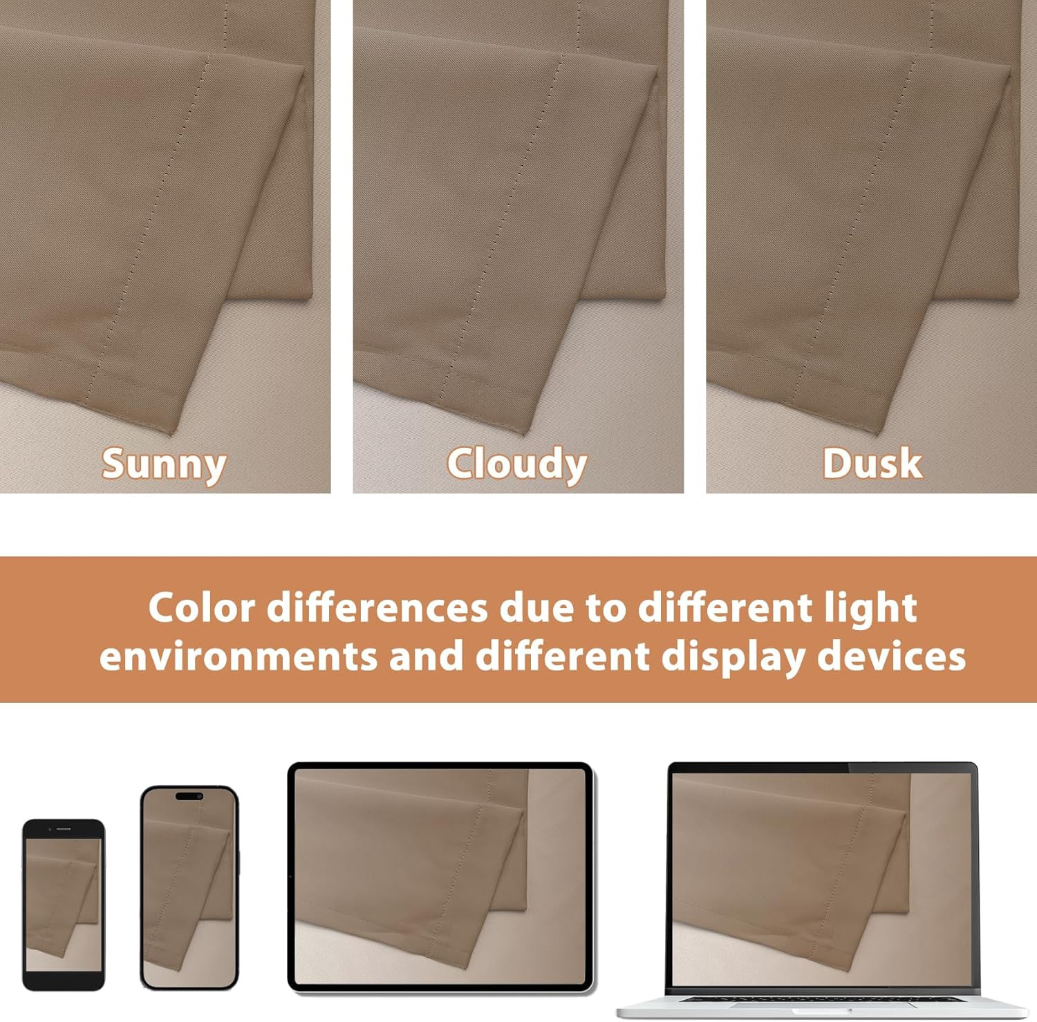 Brown Ombre Blackout Curtains – Thermal Insulated Grommet Drapes (2 Panels)
