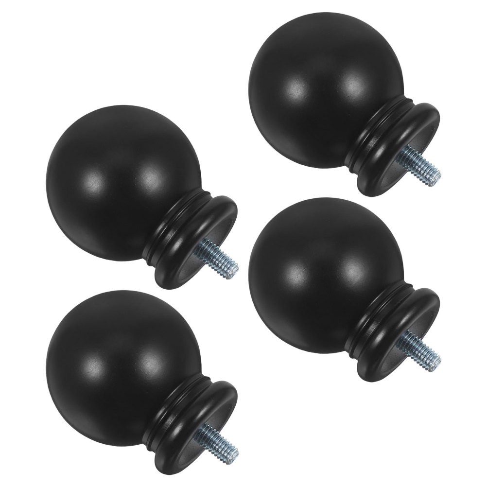 4 Pcs Black Curtain Rod Decorative Finials Replacement Ends Caps