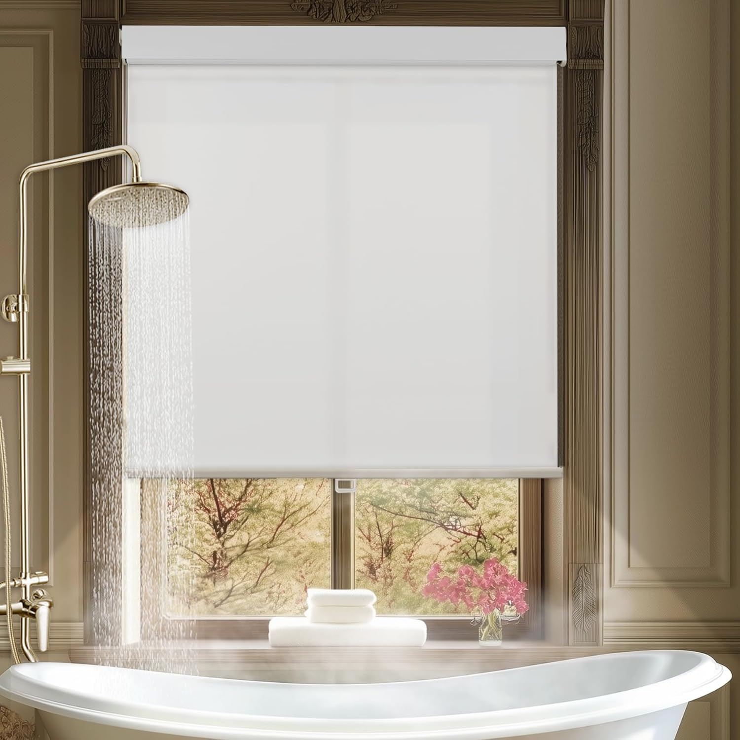 HESTIA No Drill Blackout Cordless Roller Shades for Windows, Thermal Insulated J