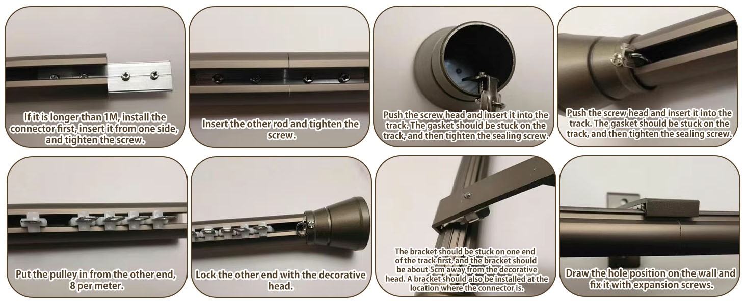 Double Curtain Track Wall Mounted, Roman Rod for Curtain, Aluminum Heavy-Duty