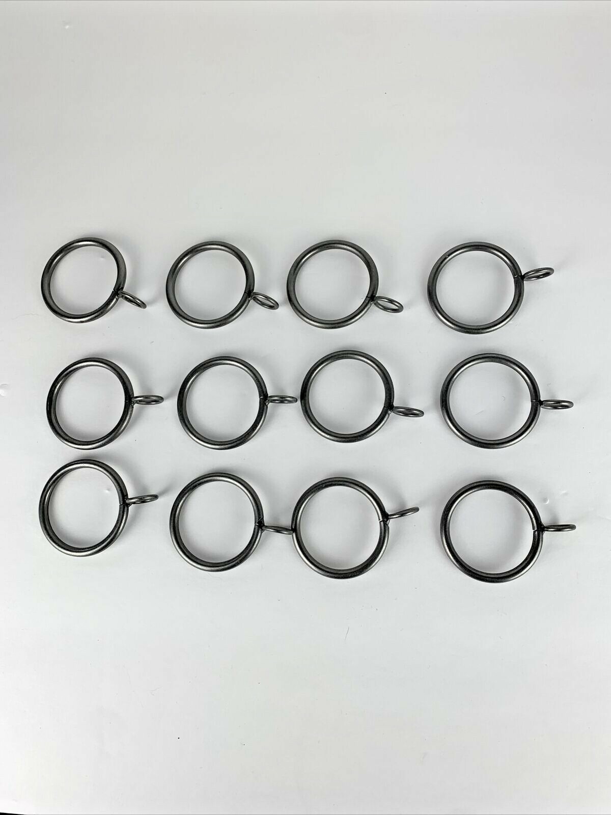 Lot of 12 Drapery Curtain Rings metal pewter finish for 1 1/4″ rod