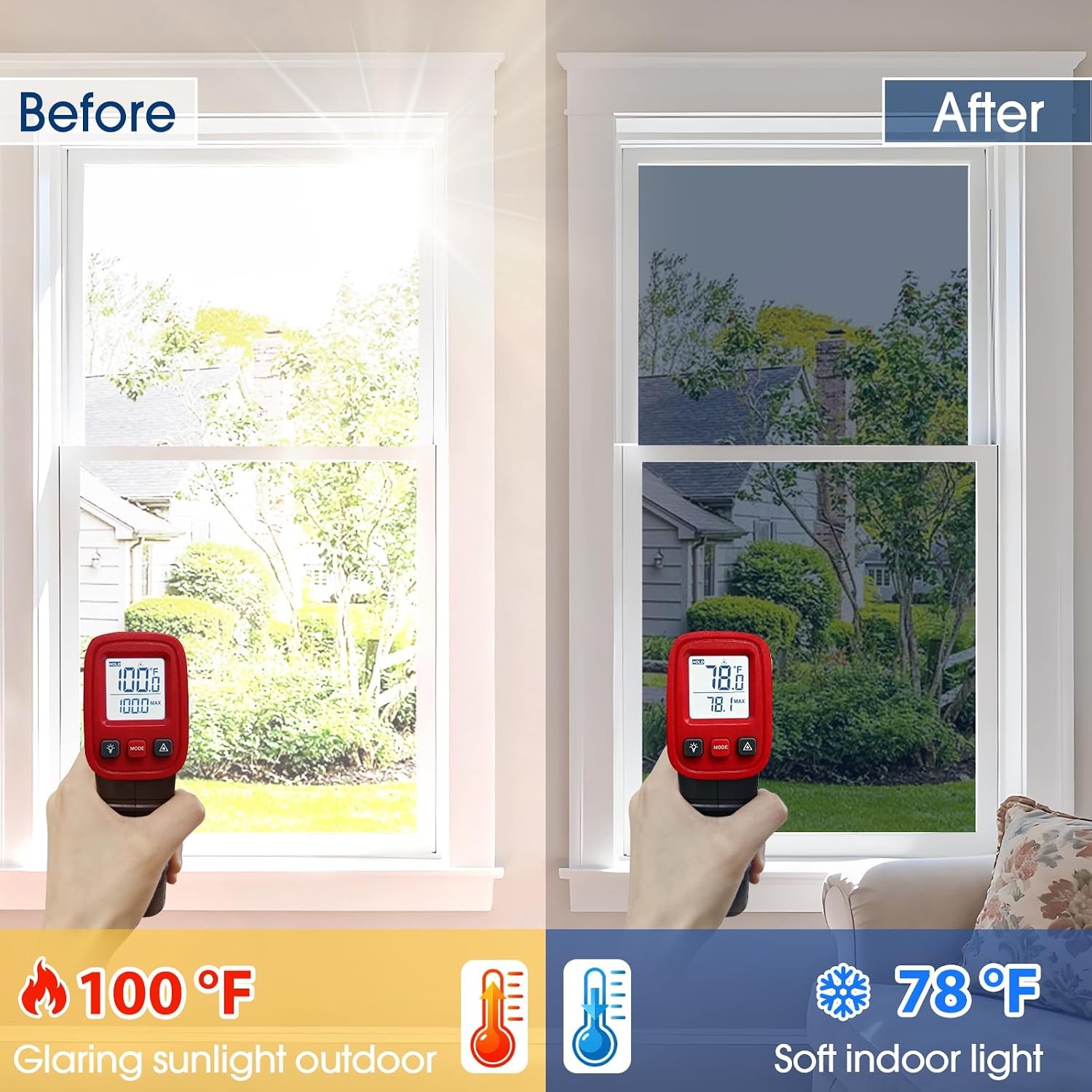 Heat Control Window Tint for Home, Sun Blocking Reflective Window Film See