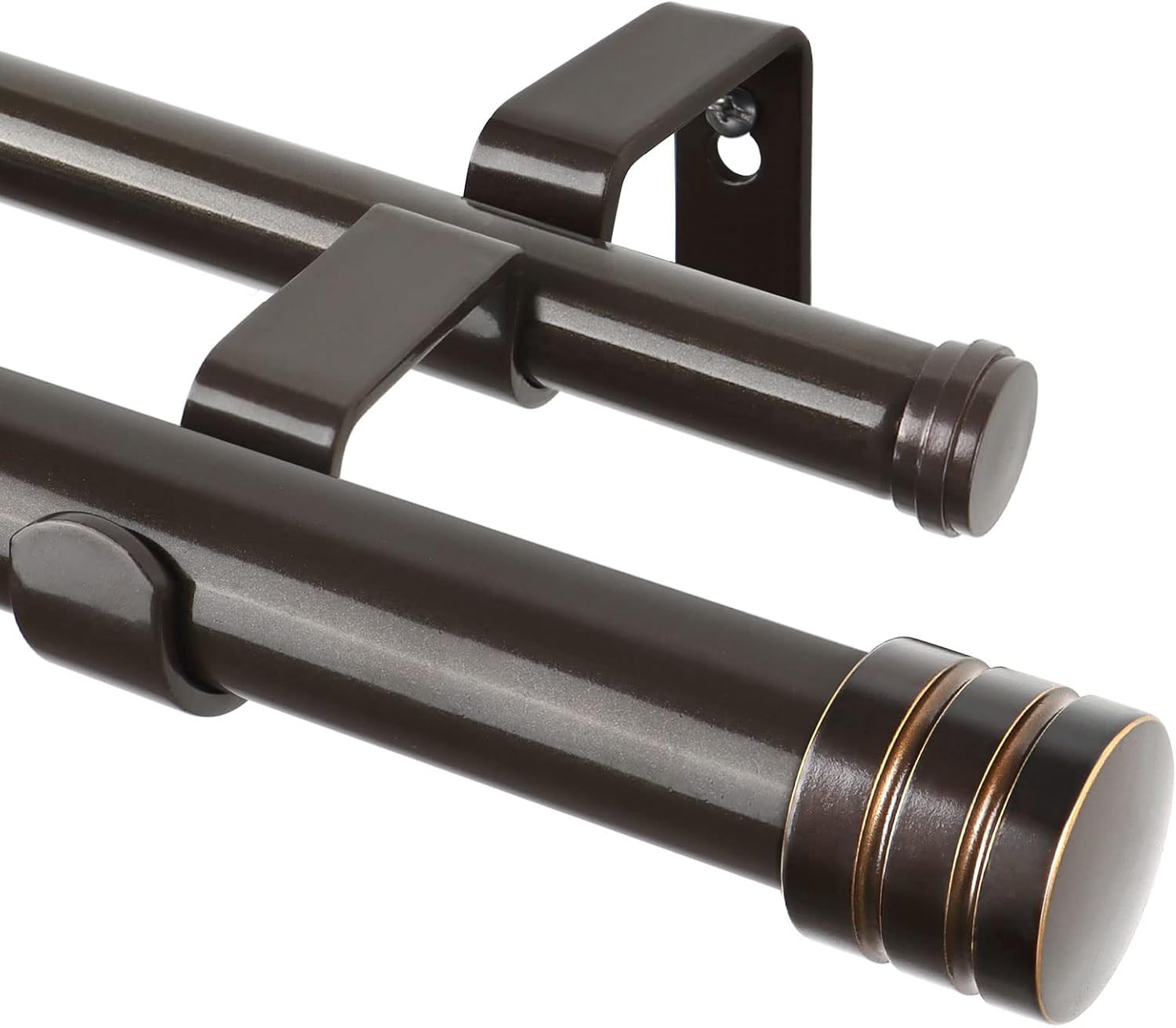 1 Inch Double Curtain Rods for Windows 66 to 120 Inches (6-12Ft), Heavy Duty Dec
