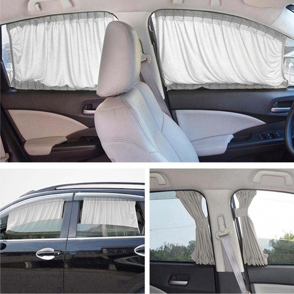 2pcs Universal Car Side Window Curtains – Foldable Uv Protection Sunshade – New