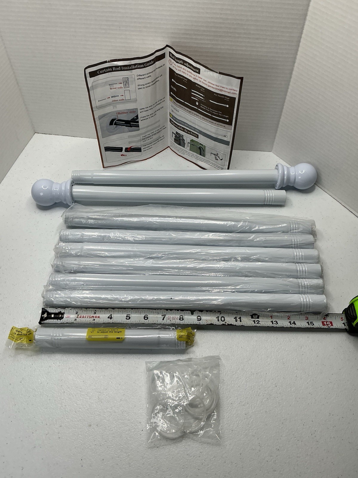 White Curtain Rod for Windows 28 to 88 Inches Adjustable 1 Inch Diameter