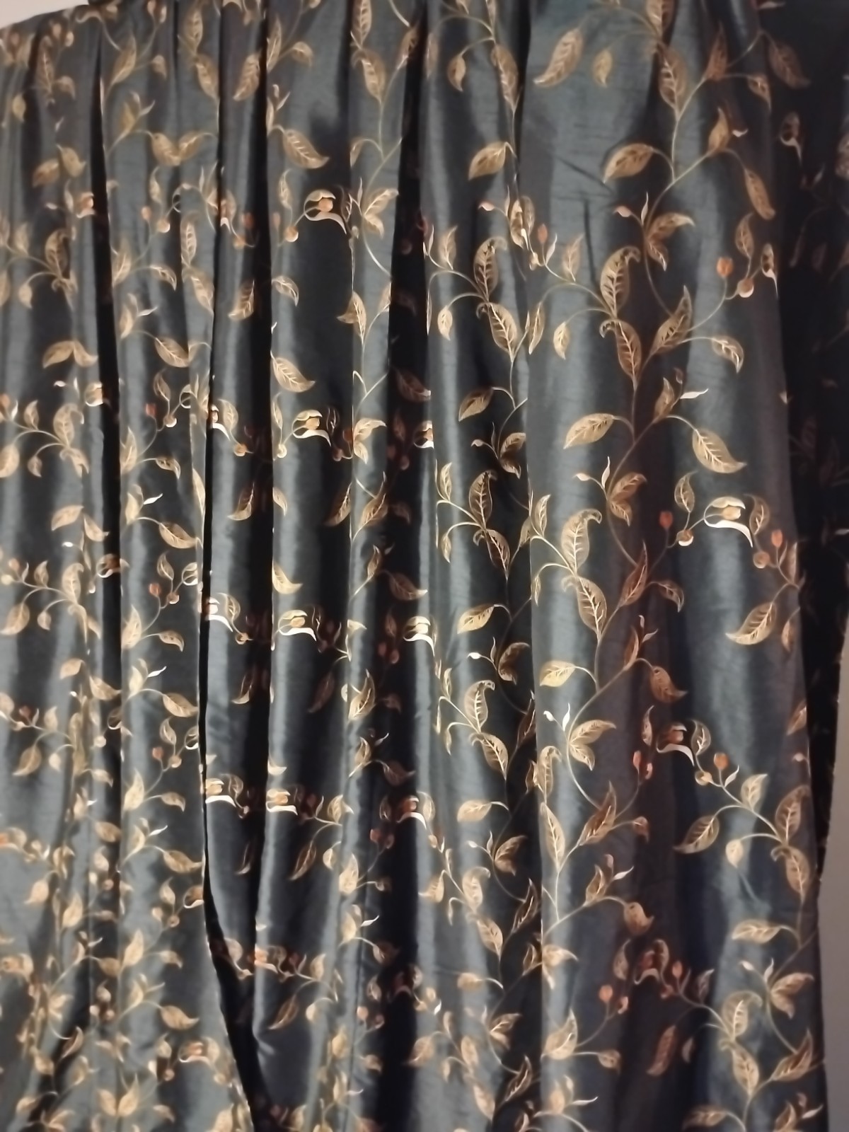 CUSTOM HEAVY Brocade LUXURY Lined Drape Panels Blue/ Gold Jacquard 32/87