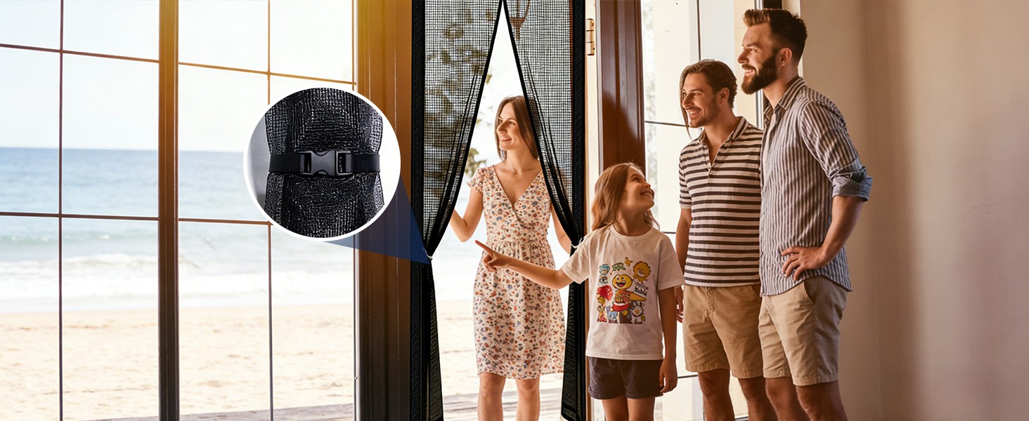 Magnetic Screen Door Mesh Keeps Bugs Out: Door Screen Magnetic Closure 36″ x 83″