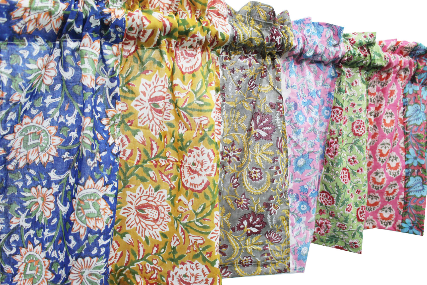 Patchwork Window Curtain Valance Multicolour Floral Rod Pocket Boho Home Décor