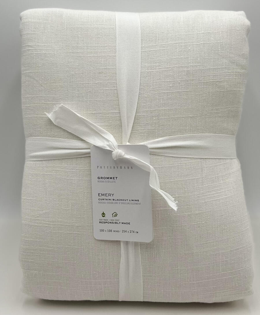 Pottery Barn Emery Grommet Poletop BLACKOUT Drape Curtain (1) 100 x 108 Ivory