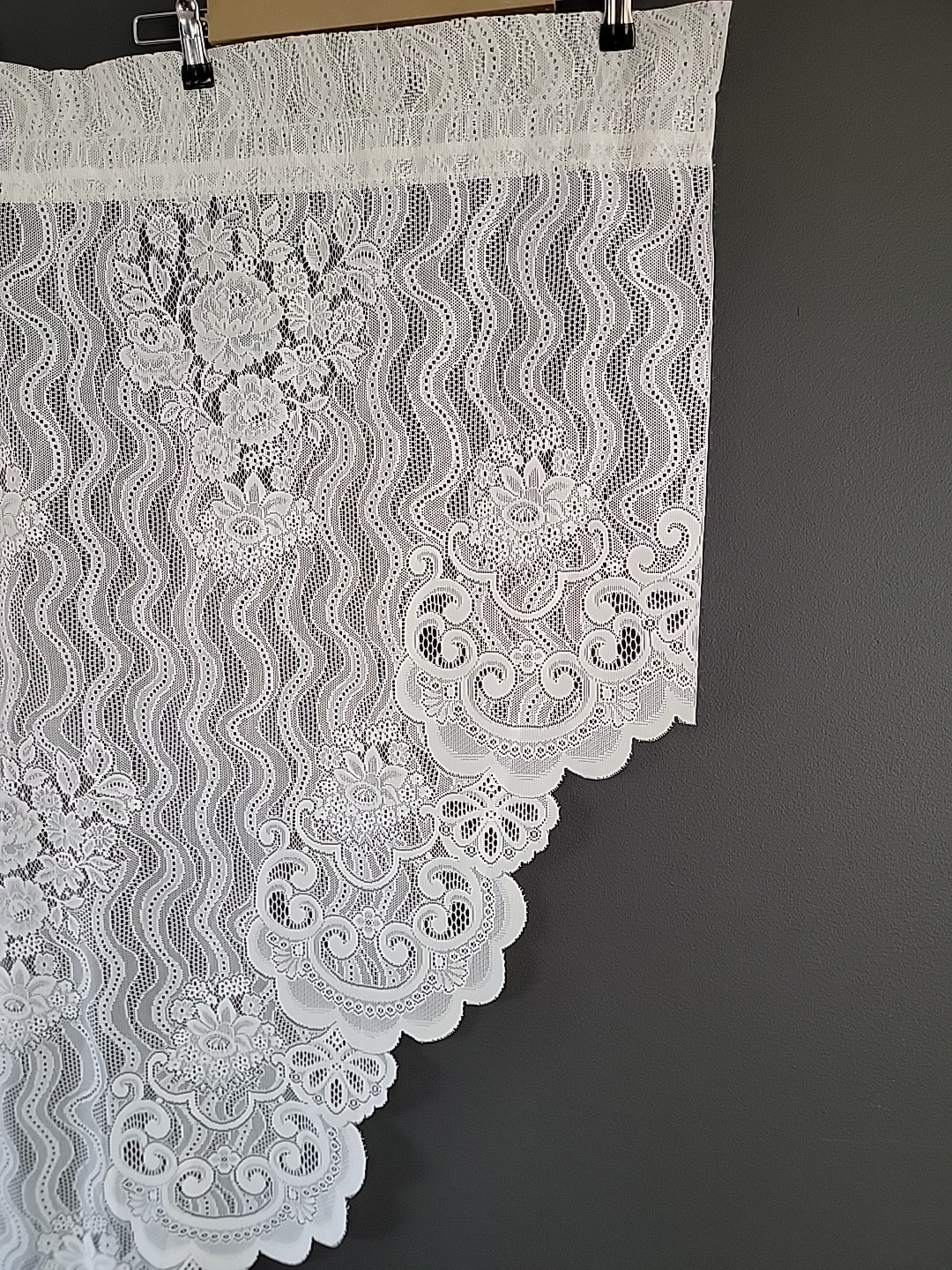 Sear Vintage ivory Tiers Curtains Pair Left and Right. Each Panel 35 W X 62 L