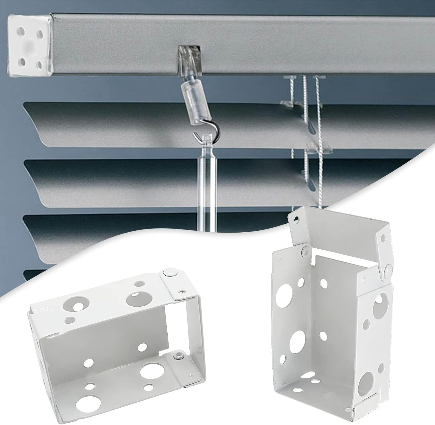 4PCS Blind Brackets, 2.5 Inch White Low Profile Box Mounting Brackets for Window