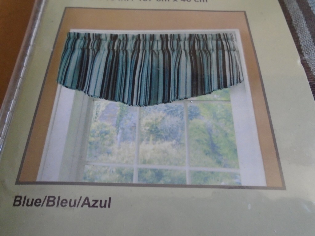 Style Selections Normandy Stripe Window Valance 54″ x18″ (3-pcs) New