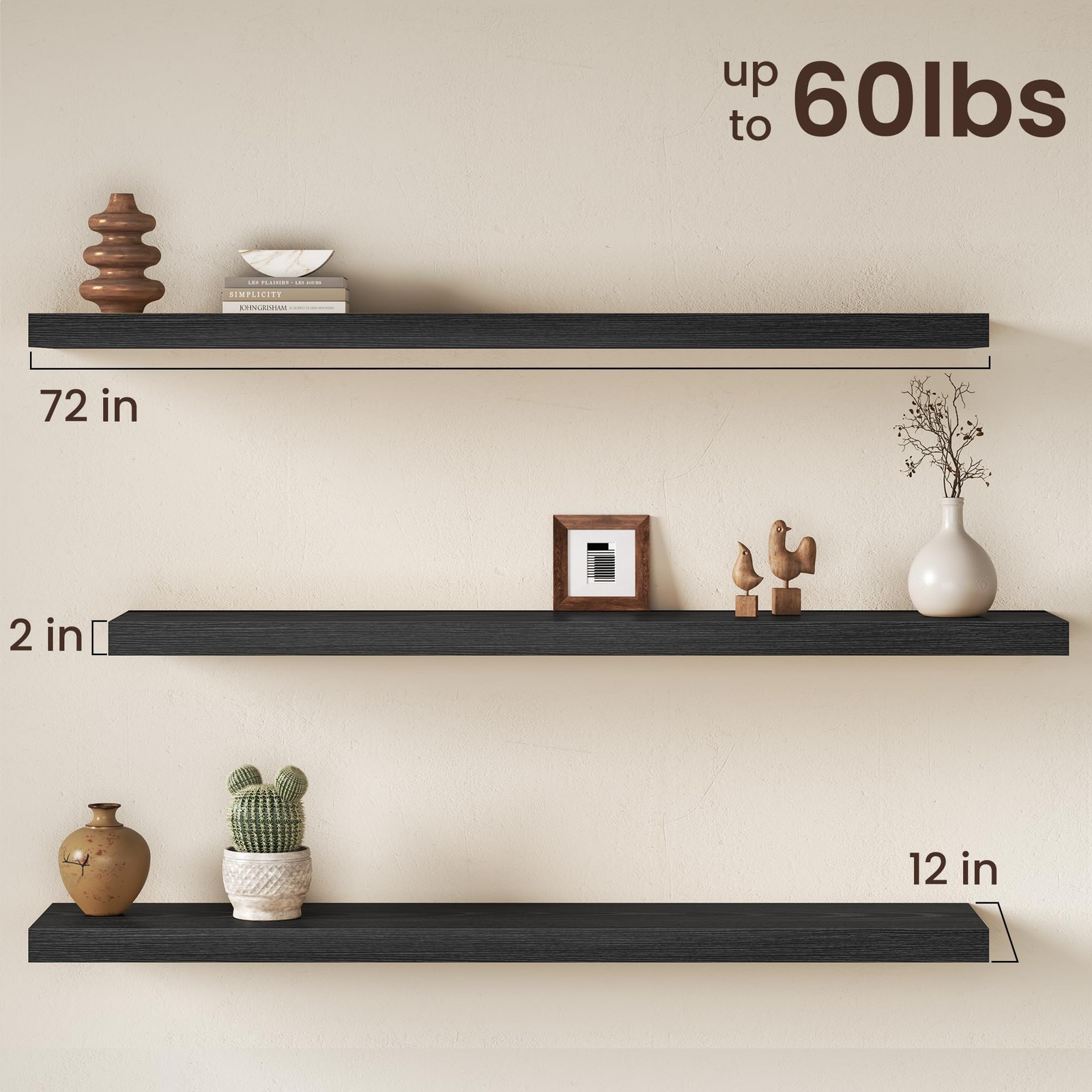 72 Inch Floating Shelves, 12 Inch Deep Wall Shelf for Fireplace Mantel, Deep …