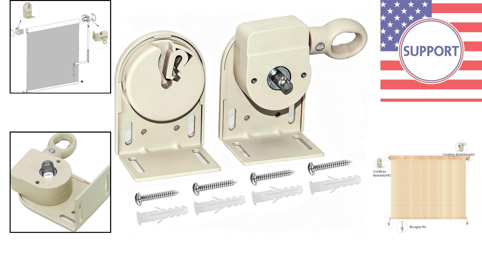 Universal Cordless Bracket for Indoor/Outdoor Sunshade – Easy Installation