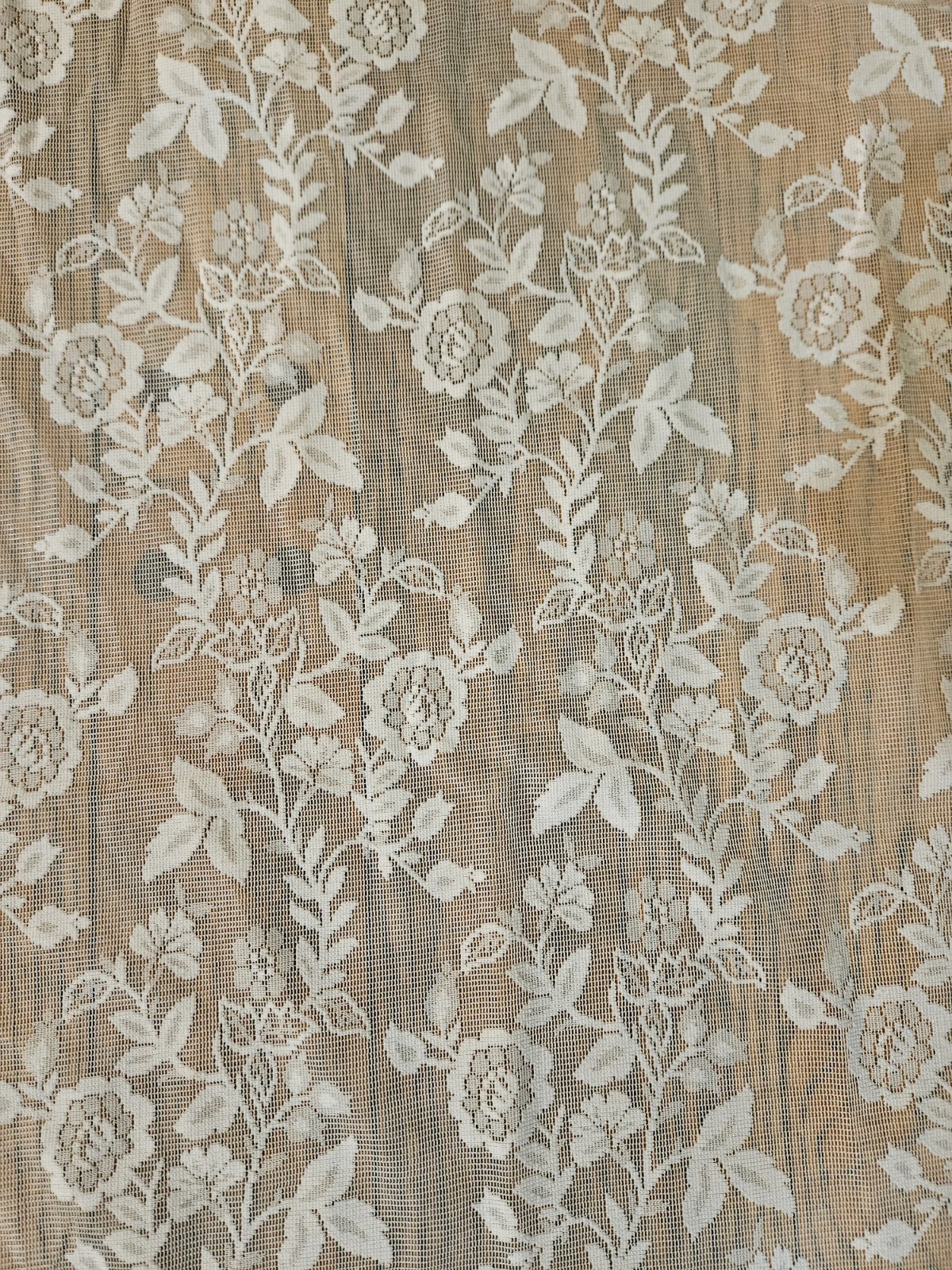 Vintage White Sheer Floral Pattern 100% Polyester Single Curtain Panel 52″x54″