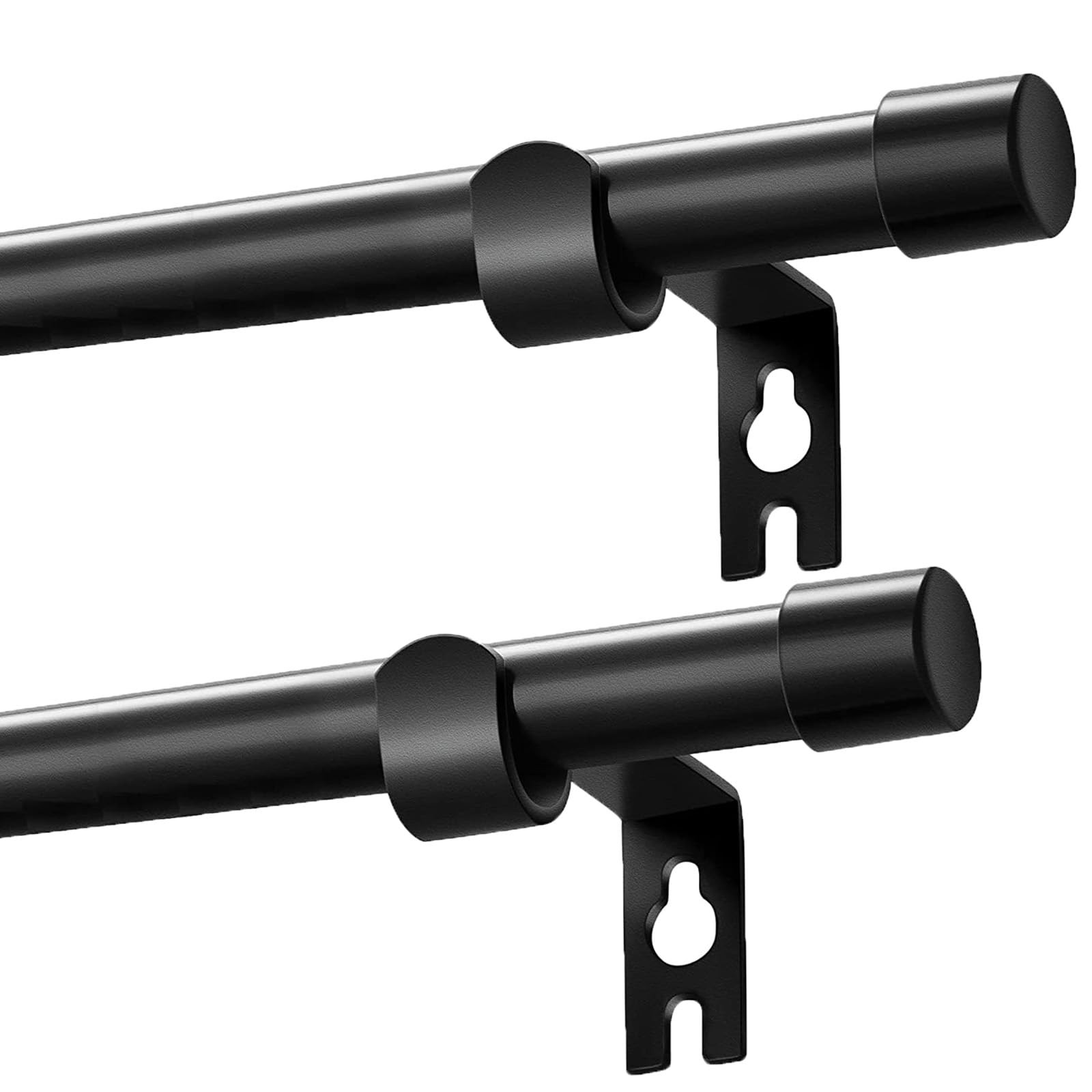 Black 5/8 Inch 2 Pack 3088 In Small Stainless Steel Window Curtain Rods Set