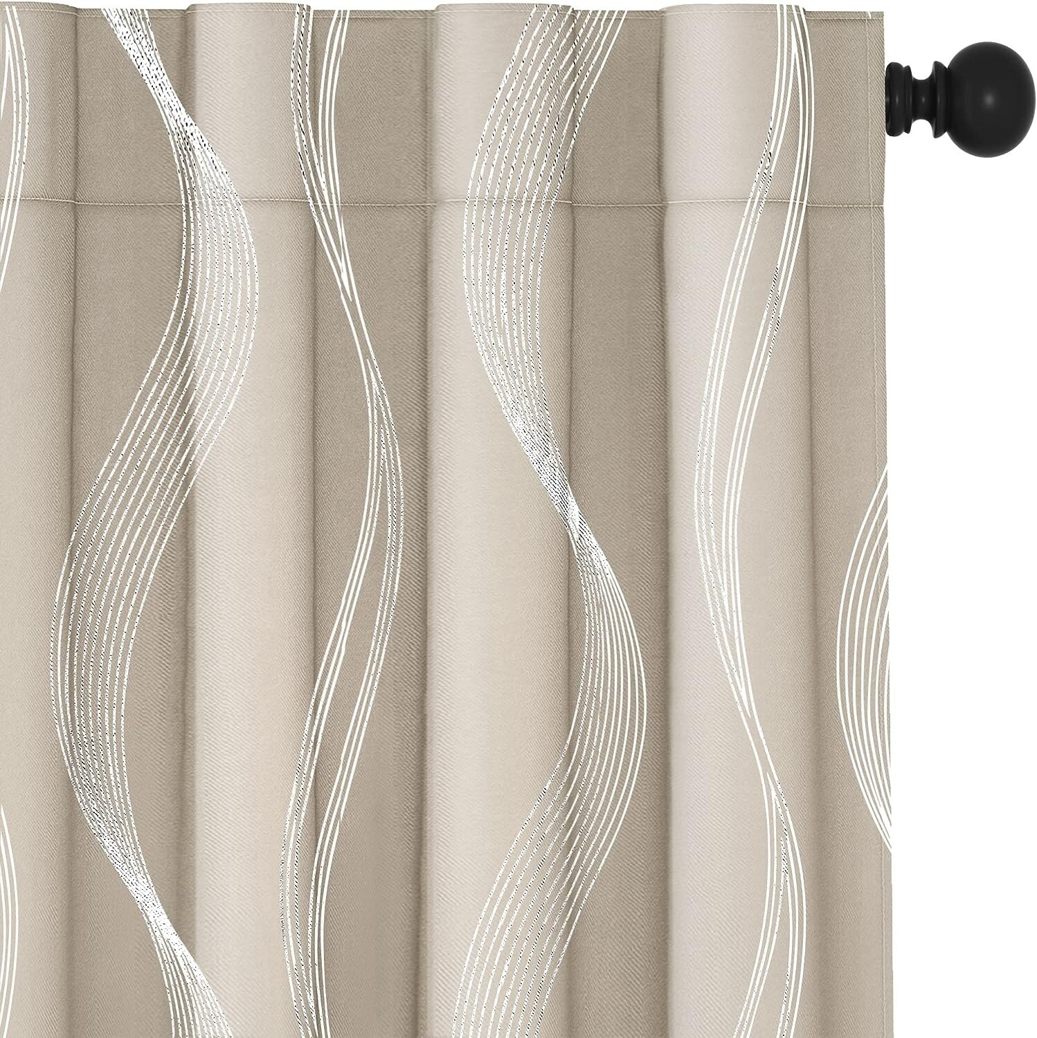 Deconovo Total Blackout Curtains 52″L x 45″W 2 Panels (Light Beige/Silver) Drape