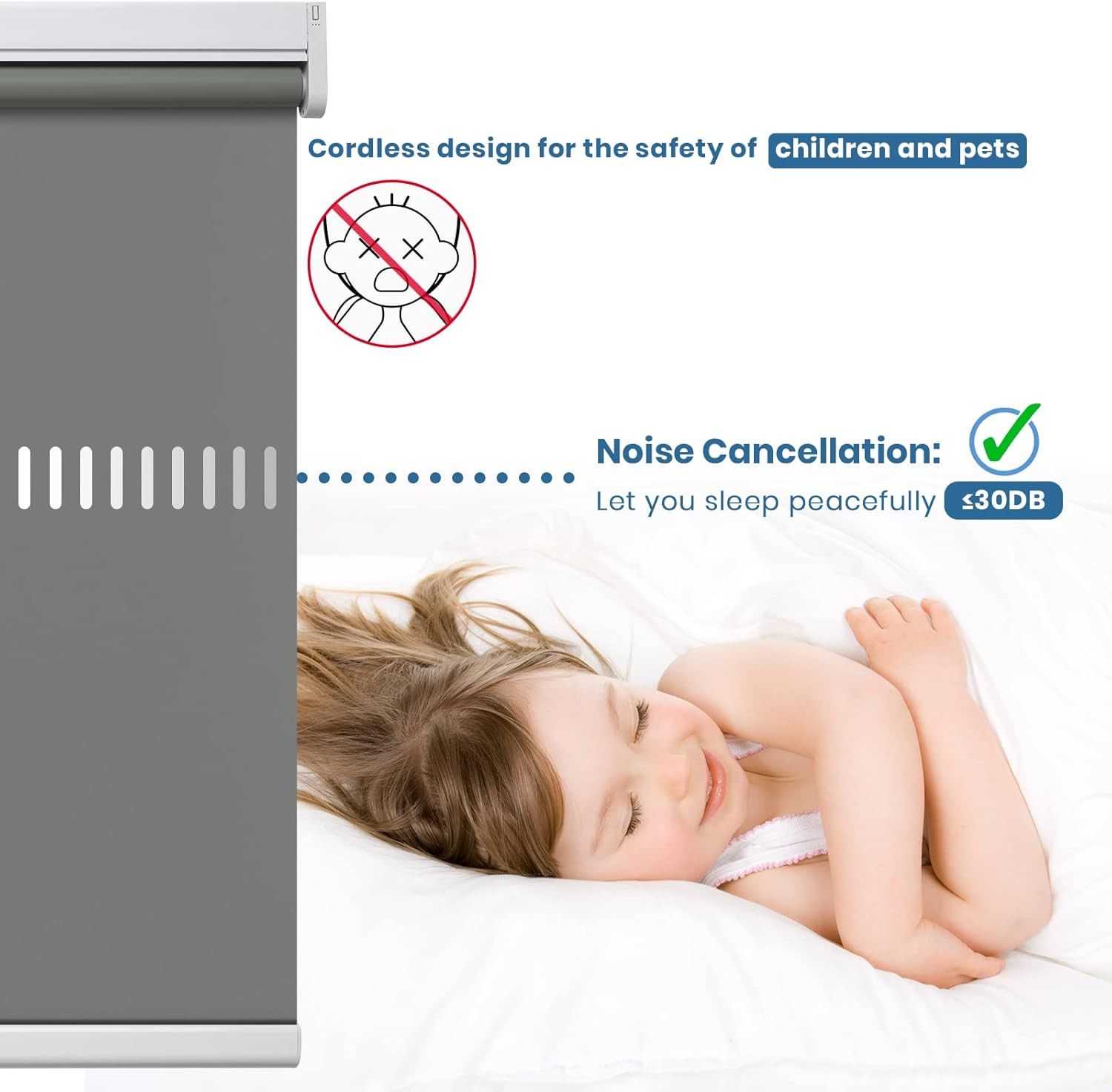 Remote Control Motorized Blackout Roller Shade, Dark Grey 34″x72