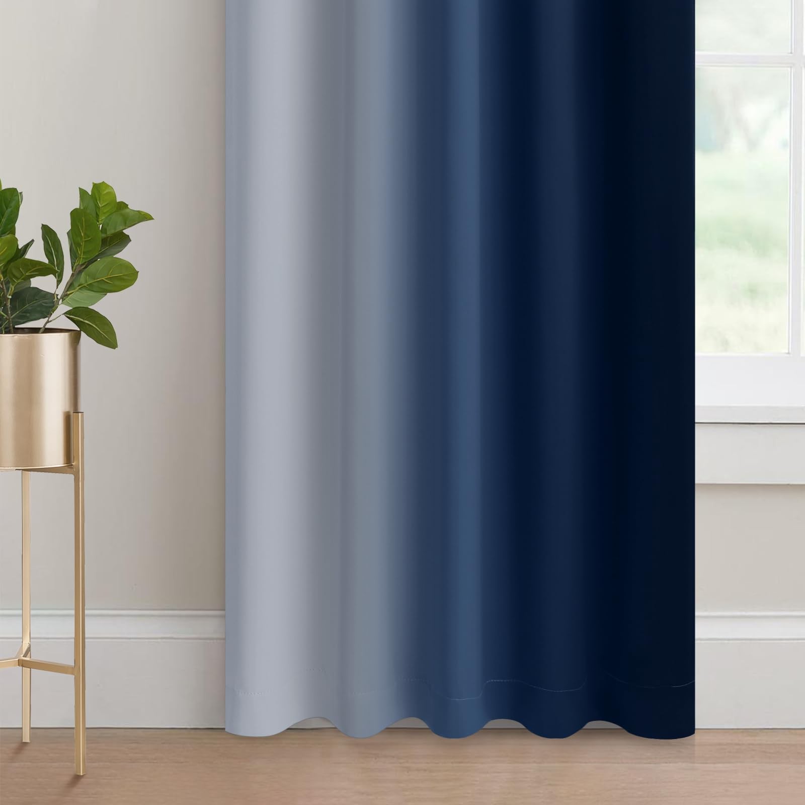 Light Blocking Ombre Curtains, Room Darkening Thermal Insulated Gradient Colo…