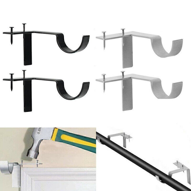 2/3 PCS Single Hook Curtain Rod Holders Brackets Hangers Into Window Frame