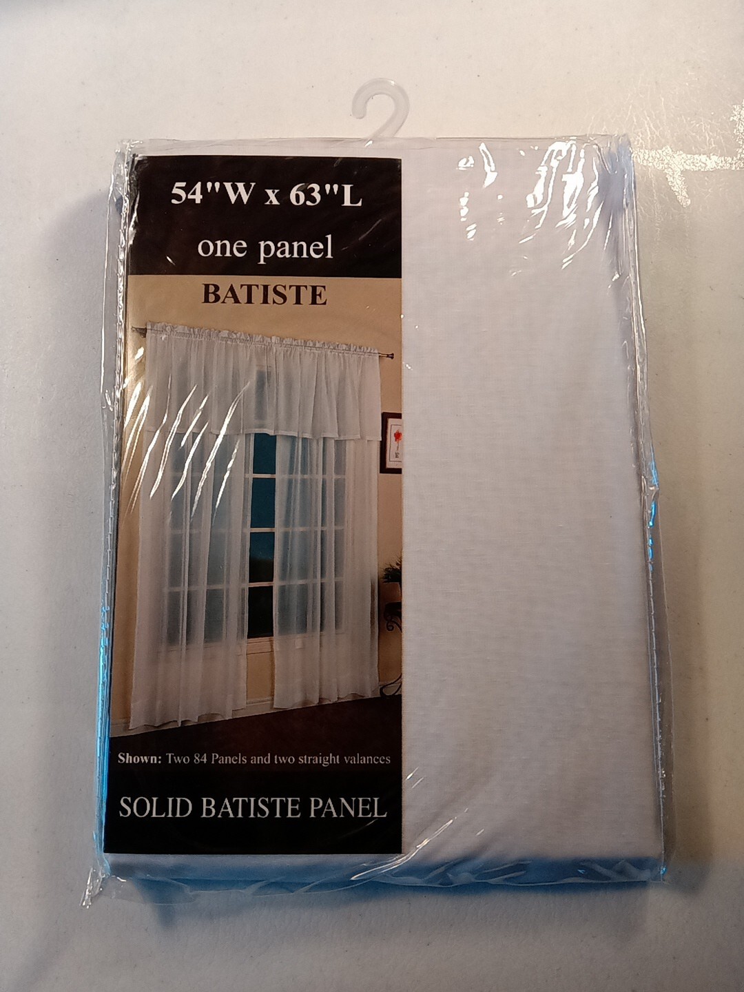 Curtains of Character by United solid batiste White panel 54”w x 63”L Brand New