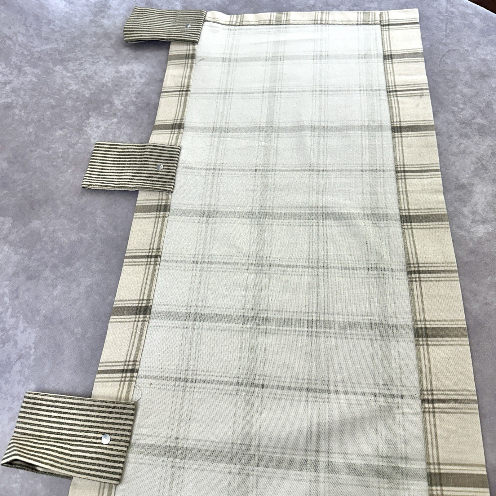 VTG Waverly Plaid Pointed Tab Valance Sage Green Taupe Cream 18×51 Farmhouse EUC