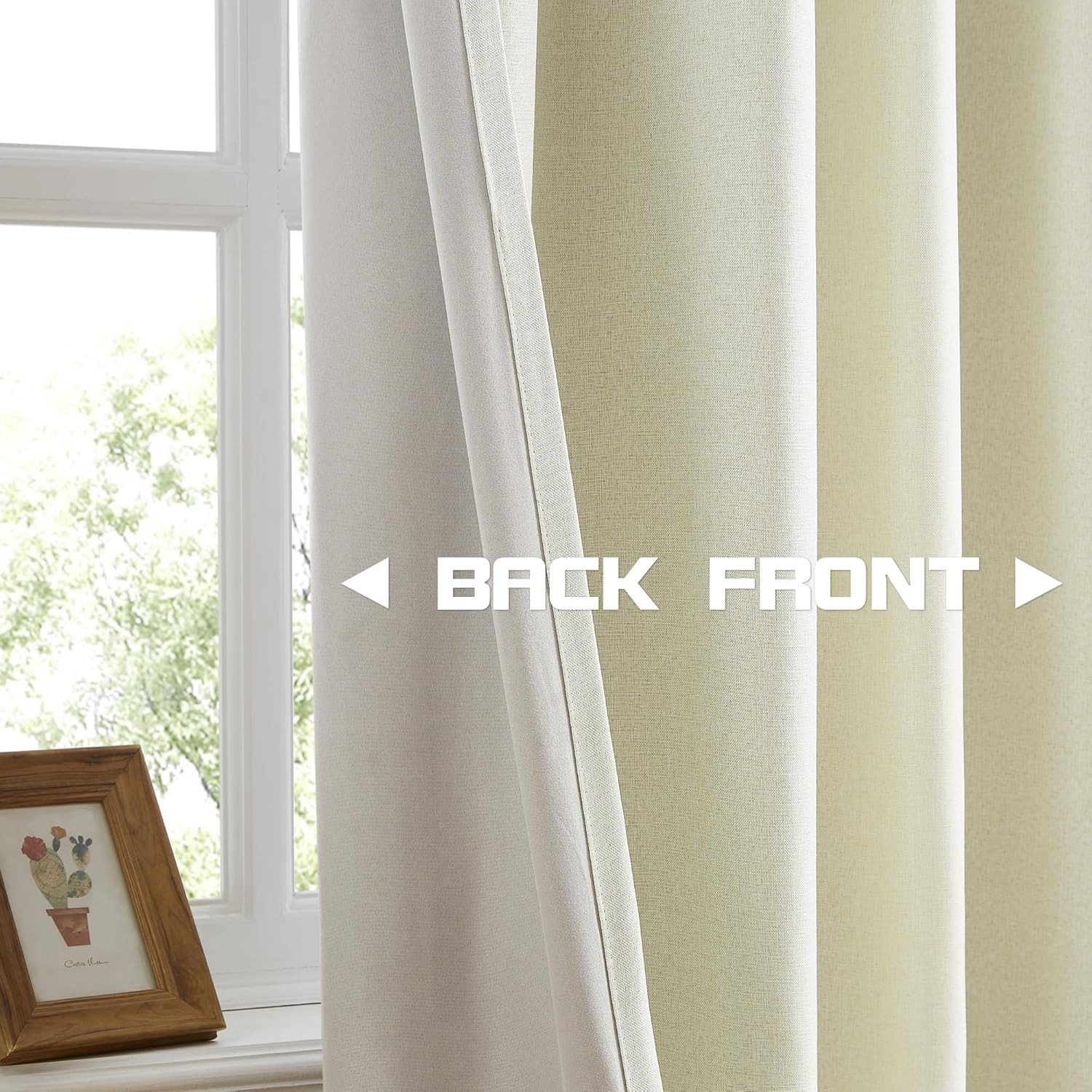 Blackout Pleated Curtains 102″ Length, Cream Beige, 2 Panels