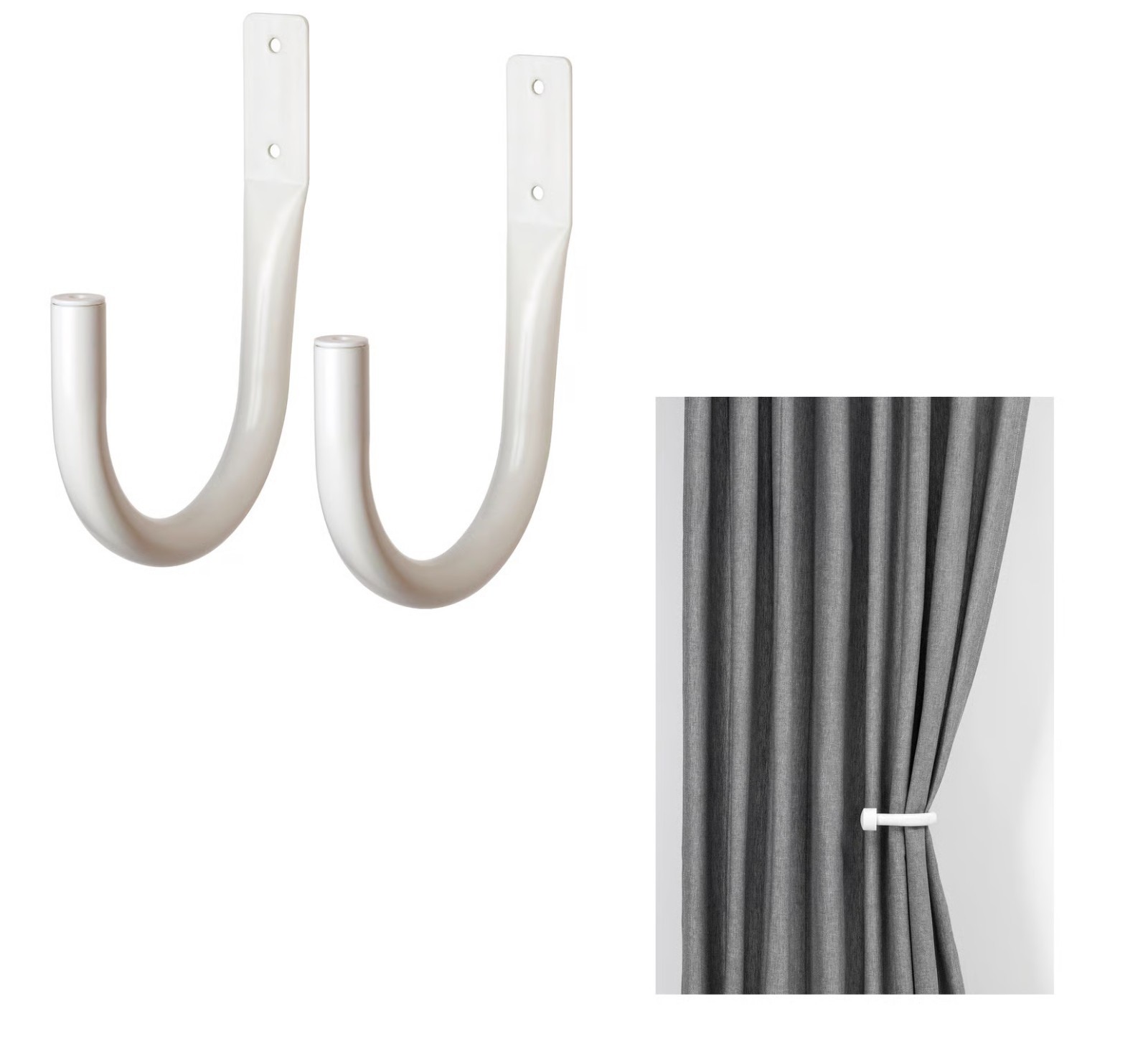 IKEA Knolfly Tieback White 2 Pack 003.179.14 Curtain Drape Holder Tie Back