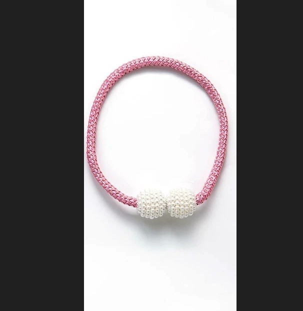 2pcs Pearl Magnetic Curtain Tie Back Clips Rope Holders Home Decor Set – NEW