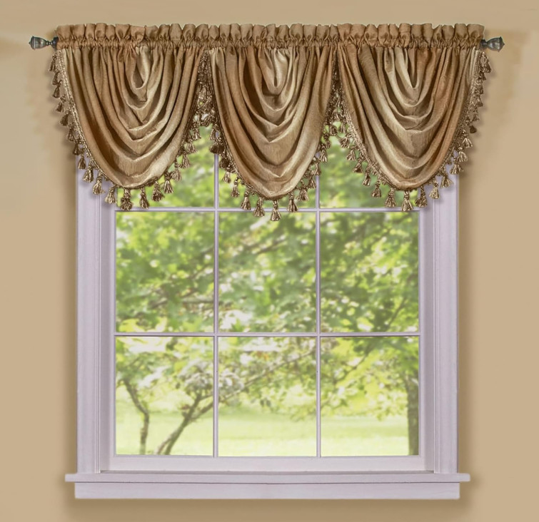 NWT Achim Ombre Waterfall One Tassel Trim Window Curtain Valance – 46×42
